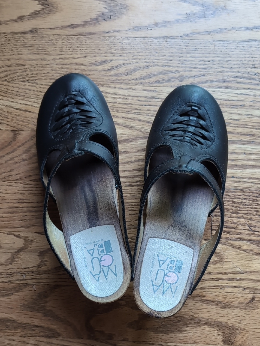 Maguba T-strap Clogs Mid-heel Sz 38 Black